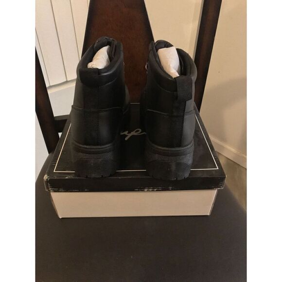BNIB~Qupid Black Faux Leather Lace up Combat Style Ankle Booties Sz 8 - Picture 3 of 5